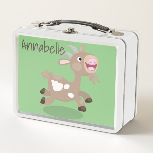 Cute happy billy goat cartoon illustration metal lunch box