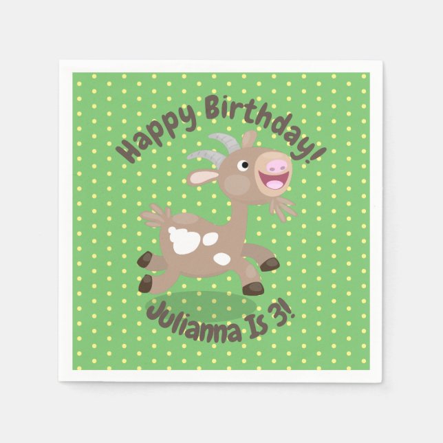 Cute happy billy goat cartoon illustration napkins (Front)