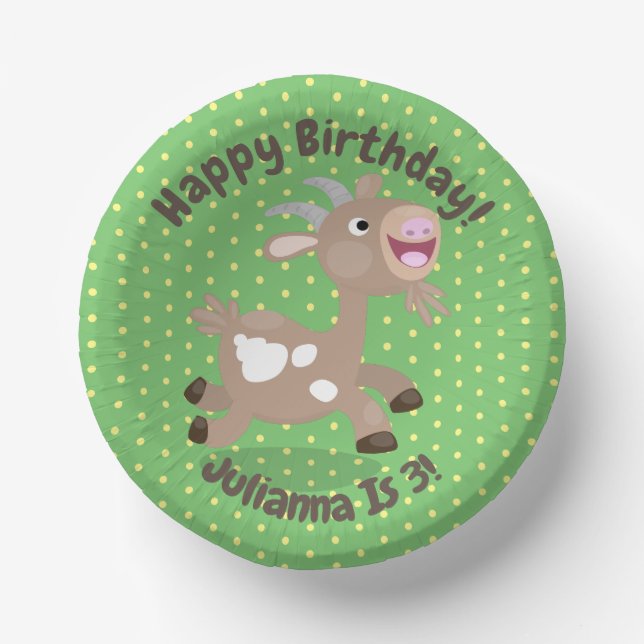Cute happy billy goat cartoon illustration paper bowls (Front)