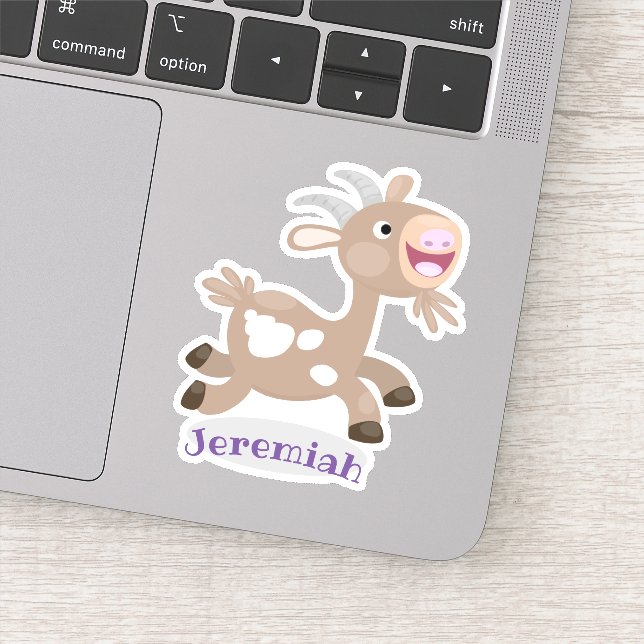 Cute happy billy goat cartoon illustration sticker (Detail)