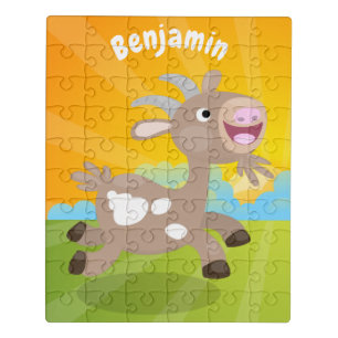Cute happy billy goat cartoon jigsaw puzzle