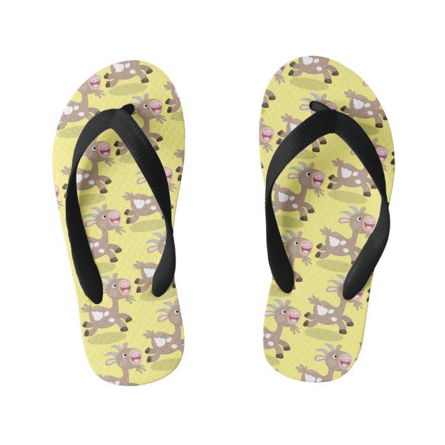Cute happy billy goat cartoon kid's flip flops (Footbed)