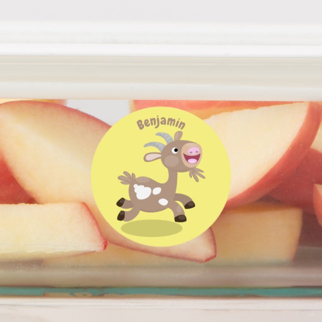 Cute happy billy goat cartoon labels (Affixed)