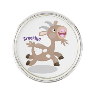 Cute happy billy goat cartoon lapel pin