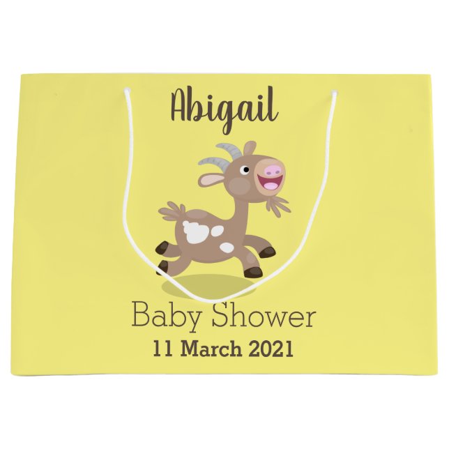 Cute happy billy goat cartoon large gift bag (Front)