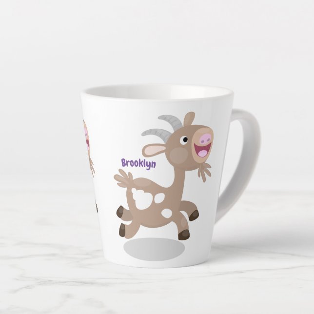 Cute happy billy goat cartoon latte mug (Right Angle)