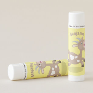 Cute happy billy goat cartoon lip balm