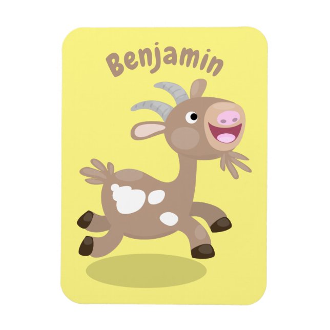 Cute happy billy goat cartoon magnet (Vertical)