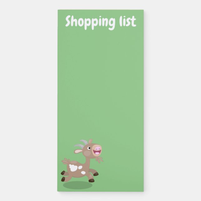 Cute happy billy goat cartoon magnetic notepad (Front)