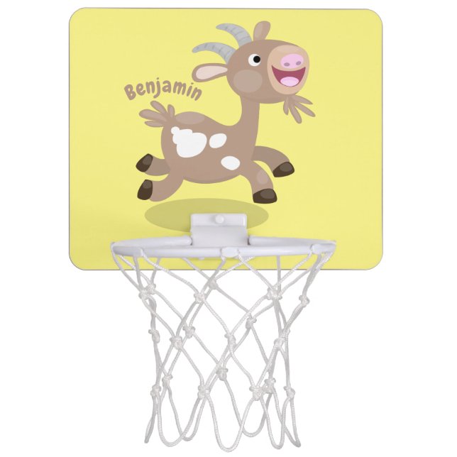 Cute happy billy goat cartoon mini basketball hoop (Front)
