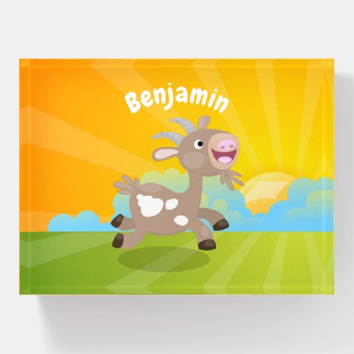 Cute happy billy goat cartoon paperweight