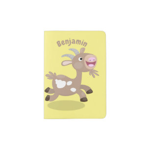 Cute happy billy goat cartoon passport holder