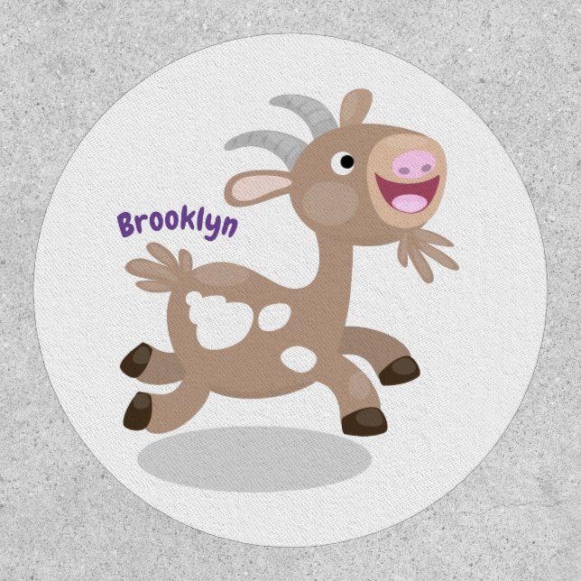 Cute happy billy goat cartoon patch (Front)