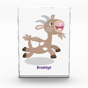 Cute happy billy goat cartoon photo block