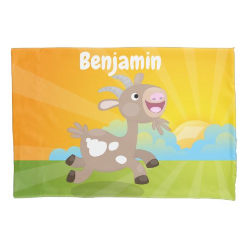 Cute happy billy goat cartoon pillow case