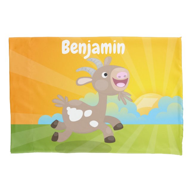 Cute happy billy goat cartoon pillow case (Front)