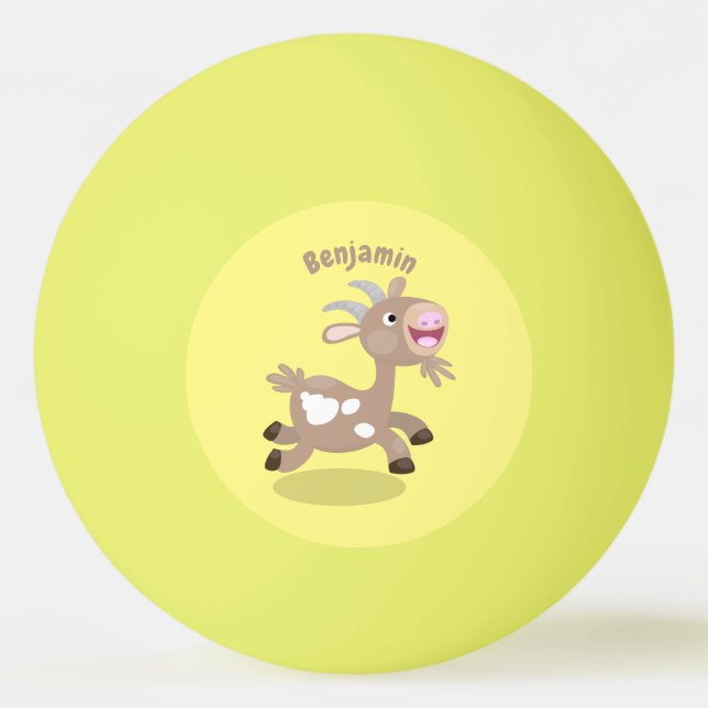 Cute happy billy goat cartoon ping pong ball (Front)