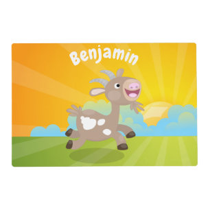 Cute happy billy goat cartoon placemat