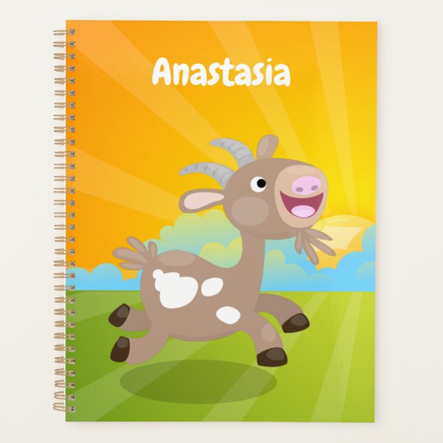 Cute happy billy goat cartoon planner (Front)