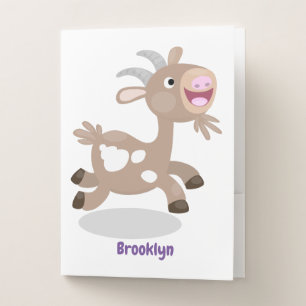 Cute happy billy goat cartoon pocket folder