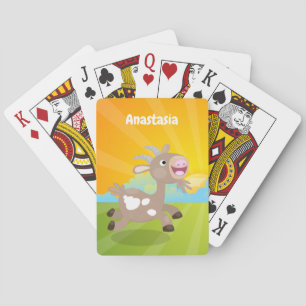 Cute happy billy goat cartoon poker cards