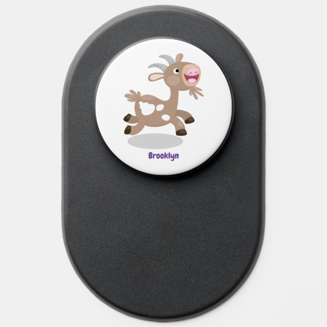 Cute happy billy goat cartoon PopSocket (Popsocket)