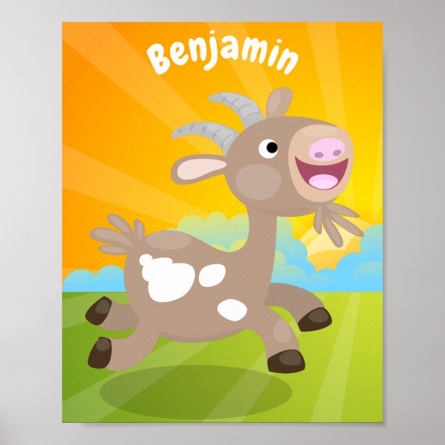 Cute happy billy goat cartoon poster (Front)
