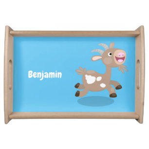 Cute happy billy goat cartoon serving tray