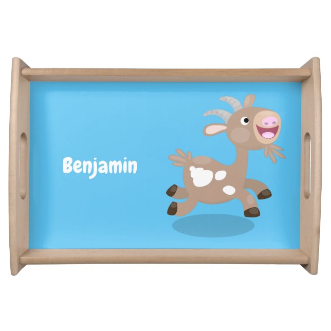 Cute happy billy goat cartoon serving tray (Front)