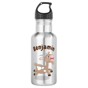 Cute happy billy goat cartoon stainless steel water bottle