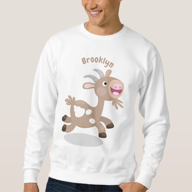 Cute happy billy goat cartoon sweatshirt (Front)