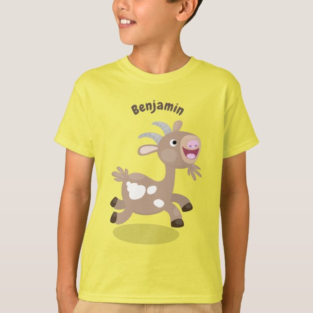 Cute happy billy goat cartoon T-Shirt (Front)