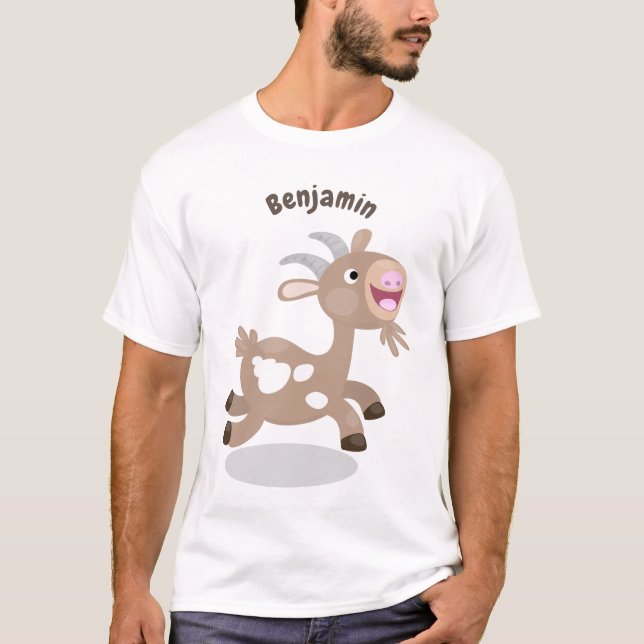 Cute happy billy goat cartoon T-Shirt (Front)