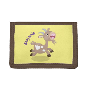 Cute happy billy goat cartoon trifold wallet