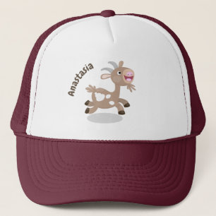 Cute happy billy goat cartoon trucker hat