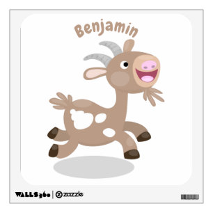 Cute happy billy goat cartoon wall decal