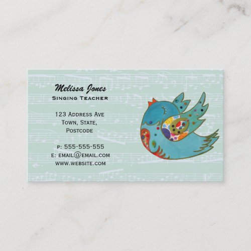 Cute happy bird business card template