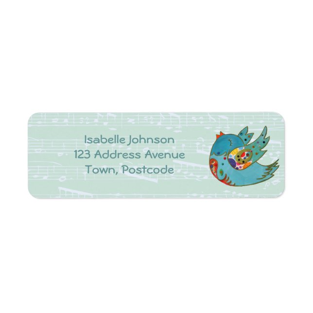 Cute happy bird label (Front)