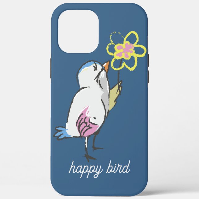 Cute Happy Bird Yellow Flower Case-Mate iPhone Case (Back)