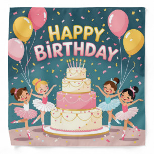 Cute Happy Birthday ballerina theme Bandana