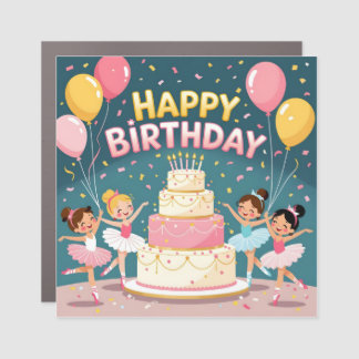 Cute Happy Birthday ballerina theme Car Magnet