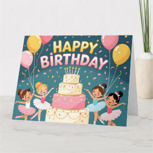 Cute Happy Birthday ballerina theme Card