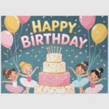 Cute Happy Birthday ballerina theme