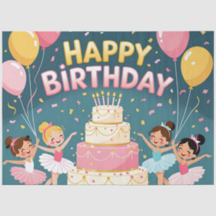 Cute Happy Birthday ballerina theme Tissue Paper