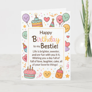 Cute Happy Birthday Best Friend Card