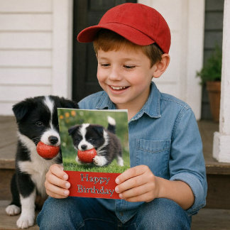 Cute Happy Birthday Border Collie Greeting Card