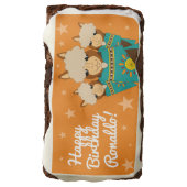 Cute Happy Birthday Boy Alpacas in Teal Serapes Brownie (Rotated)