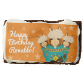 Cute Happy Birthday Boy Alpacas in Teal Serapes Brownie (Front)
