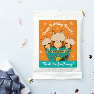 Cute Happy Birthday Boy Alpacas in Teal Serapes Lemonade Drink Mix