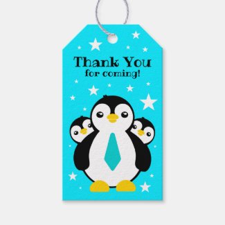 Cute Happy Birthday Boy Penguins Blue Neckties